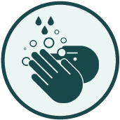 Water running through two hands with soap suds
